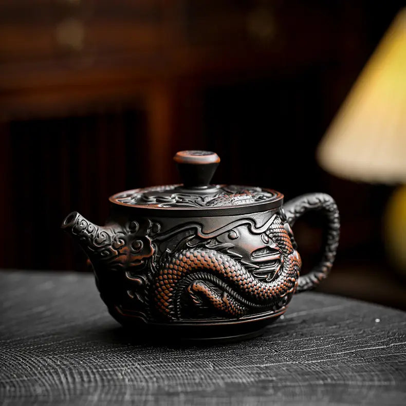 Hand-Carved Dragon Zisha Teapot