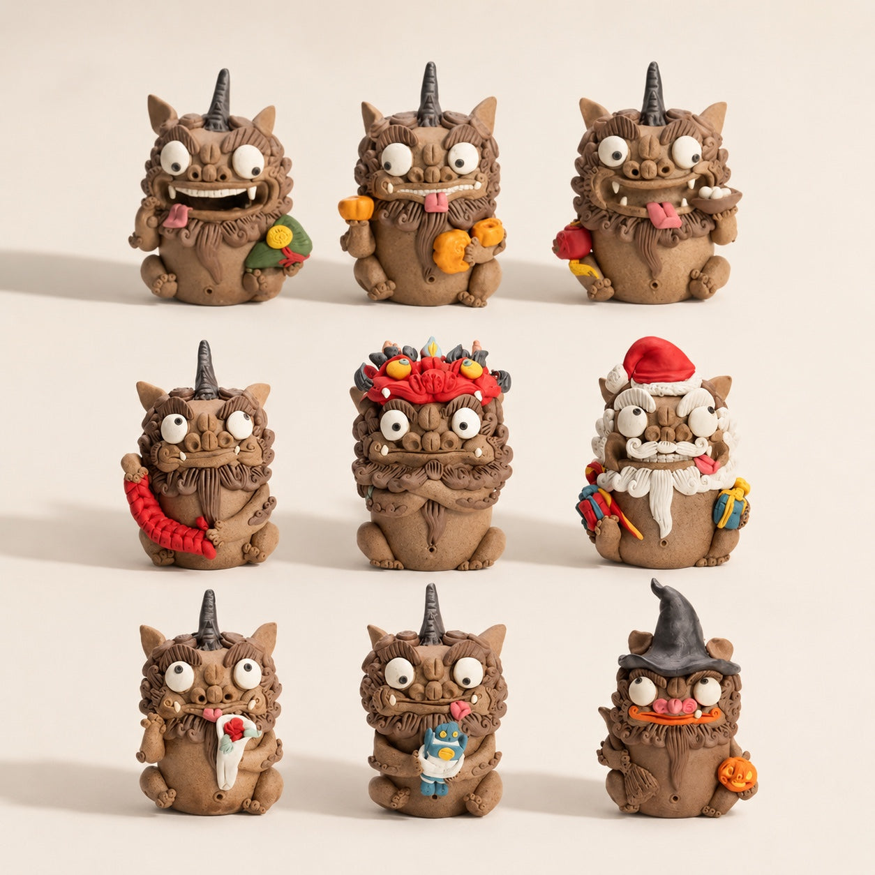 Festival Guardian Beast Ceramic Figurine Set - main white