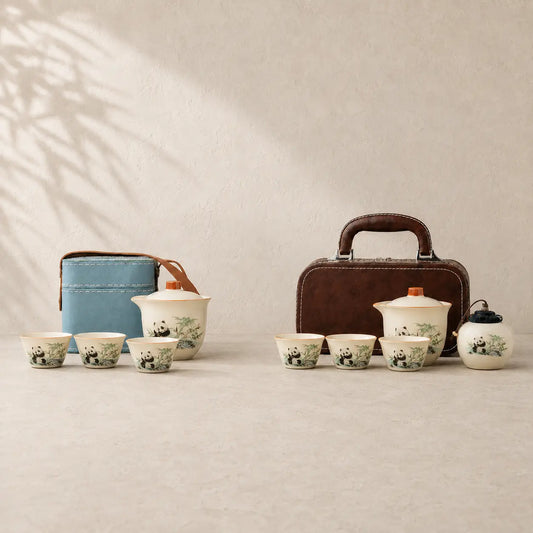 Panda Style Ceramic Travel Tea Set