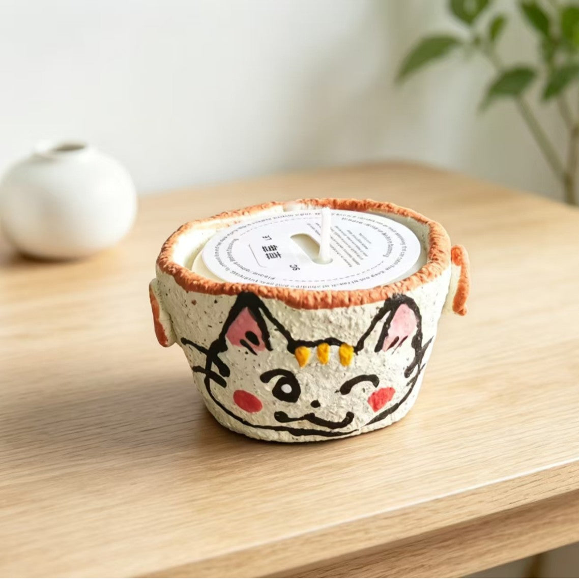 Handmade Jingdezhen Ceramic Scented Candle Cup - angle front