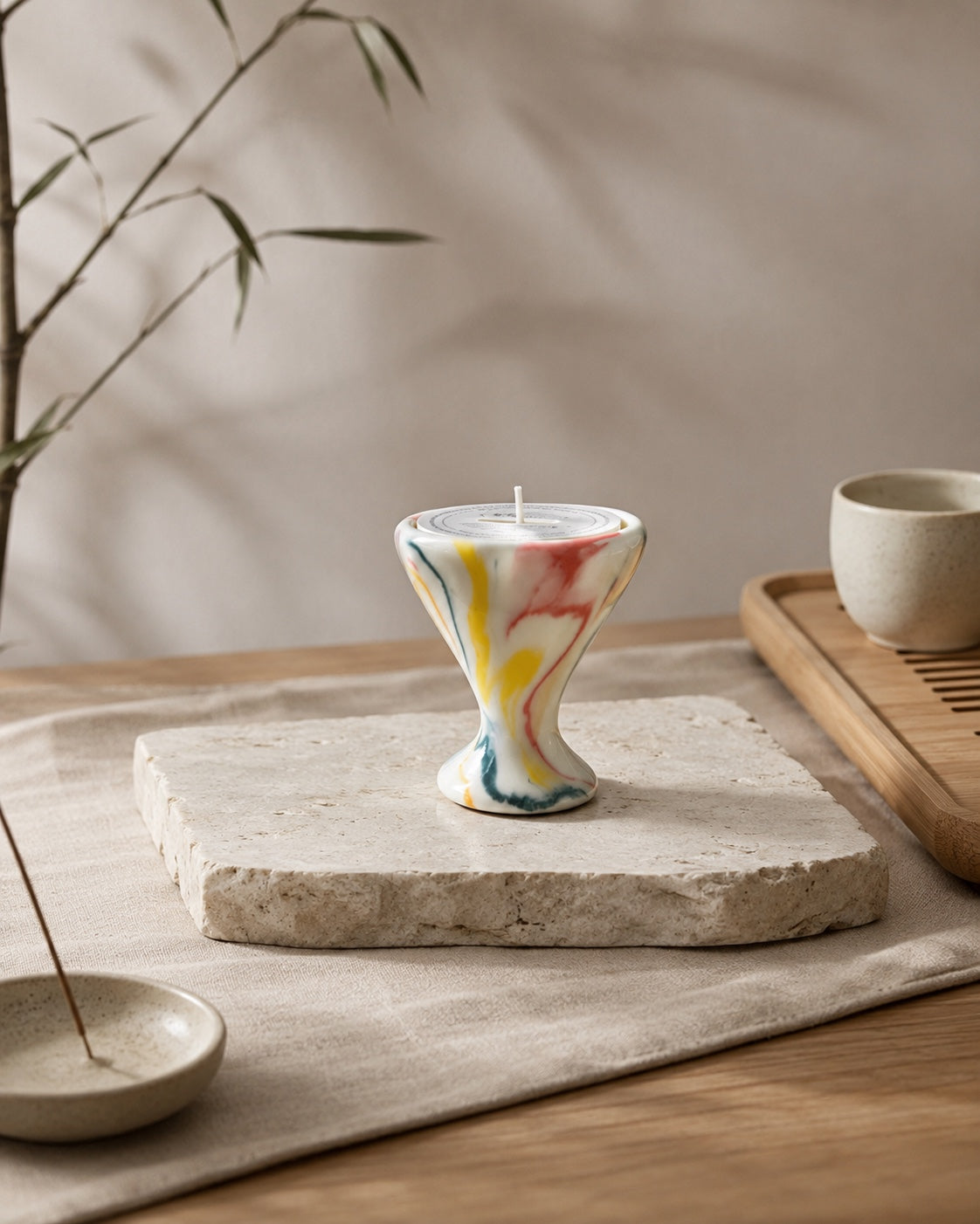 Marbled Ceramic Scented Candle Cup - angle side