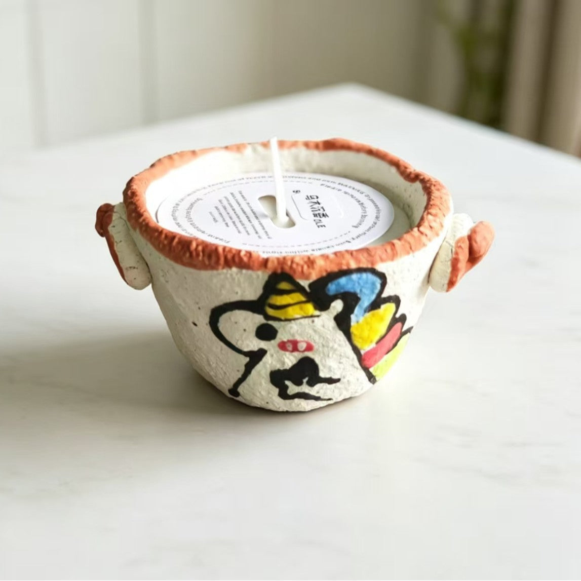 Handmade Jingdezhen Ceramic Scented Candle Cup - angle side