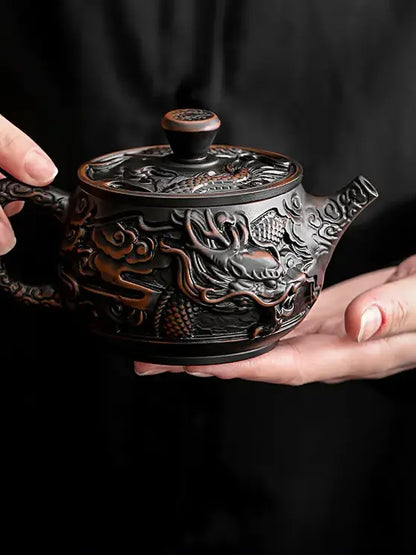 Hand-Carved Dragon Zisha Teapot