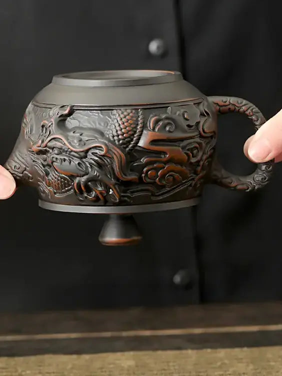 Hand-Carved Dragon Zisha Teapot