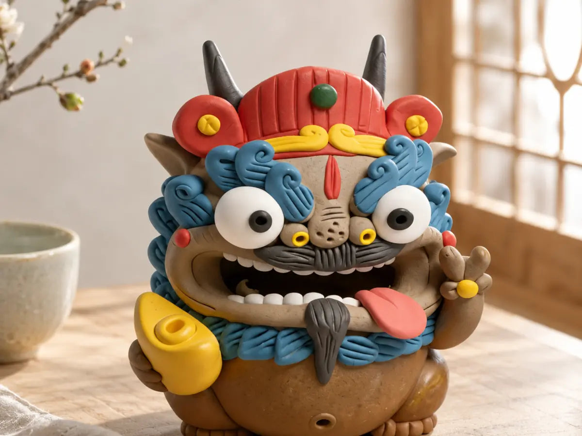 Joy ceramic Pixiu incense holder displayed in a warm home setting