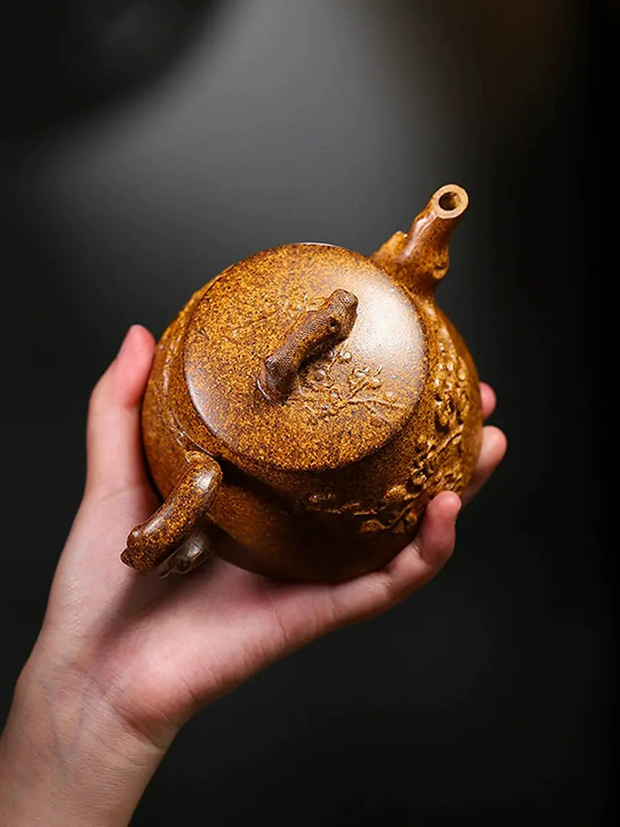 Top view of the Shi Piao zisha teapot showing the lid, handle and spout