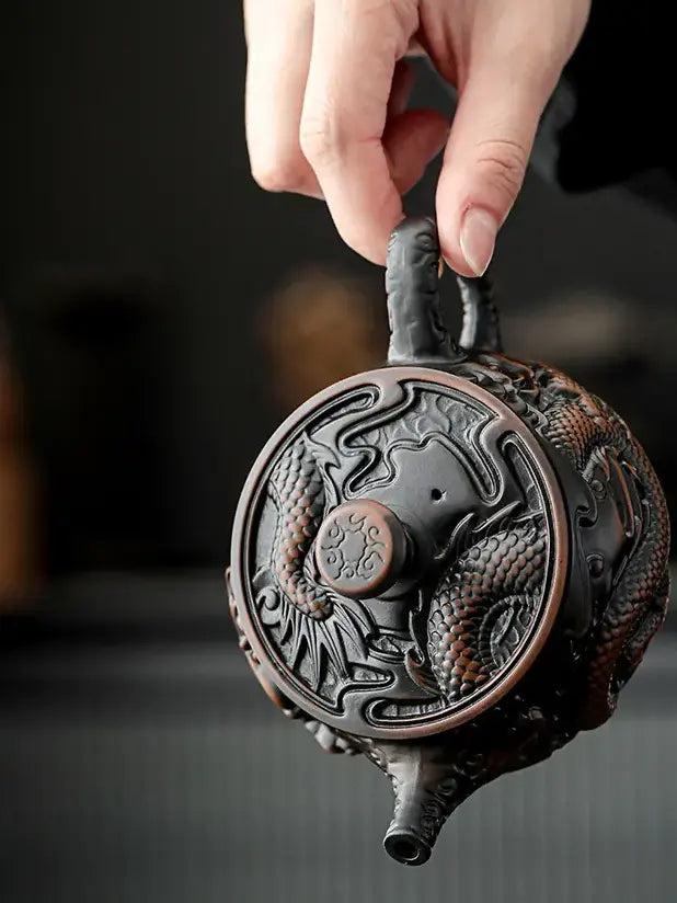 Hand-Carved Dragon Zisha Teapot
