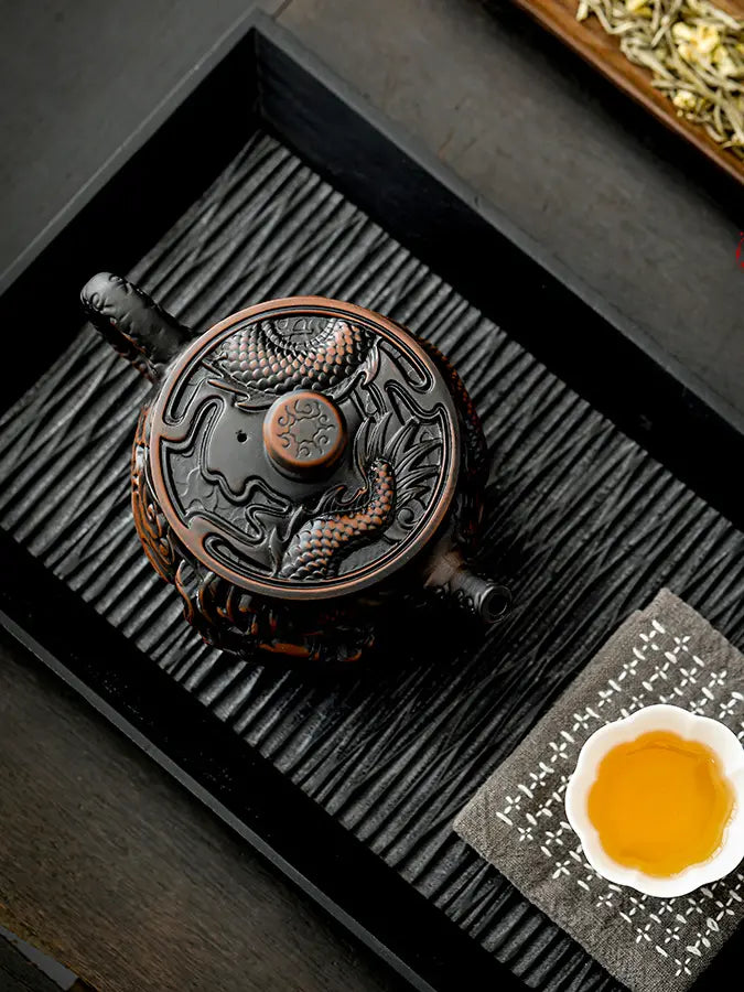 Hand-Carved Dragon Zisha Teapot