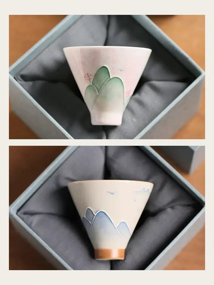 Sample gift-box packaging for the handmade landscape teacup pair