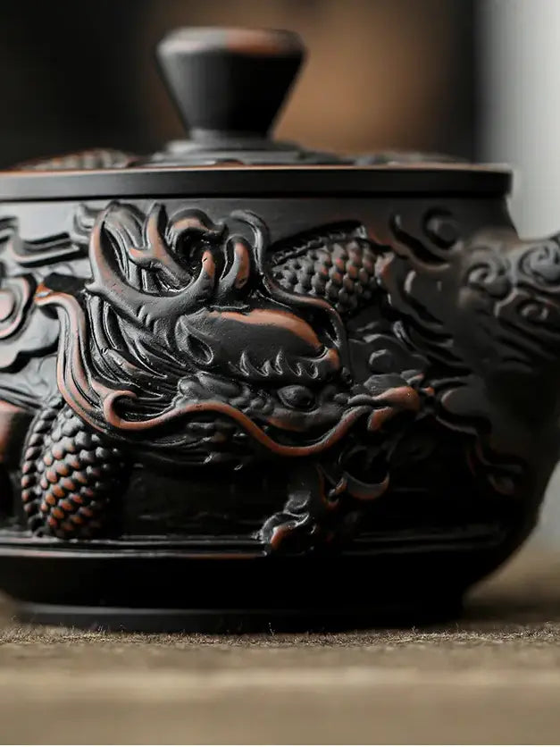 Hand-Carved Dragon Zisha Teapot