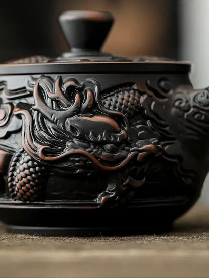 Hand-Carved Dragon Zisha Teapot
