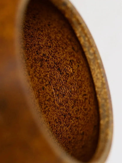 Close-up of the speckled inner wall of the Shi Piao zisha teapot