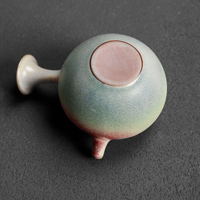 Base view of a side-handle gradient glaze ceramic teapot