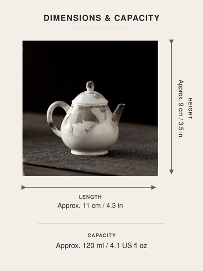 Dimensions and capacity of the handmade ink-wash Ruyi ceramic teapot