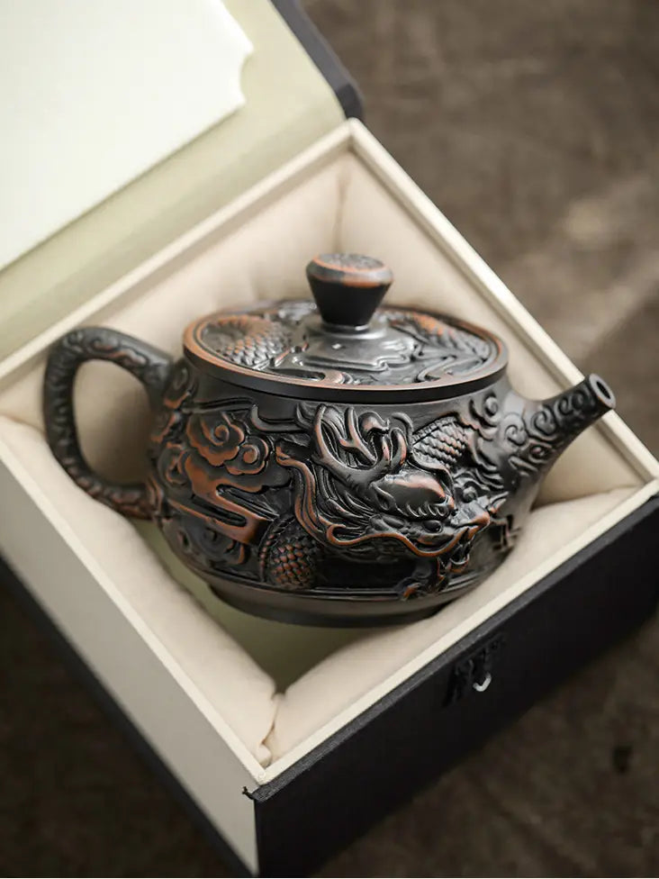 Hand-Carved Dragon Zisha Teapot