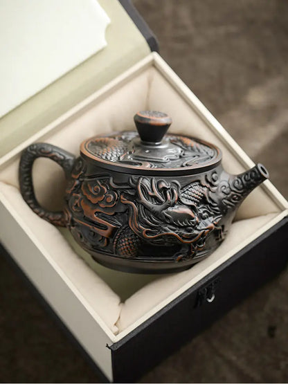 Hand-Carved Dragon Zisha Teapot