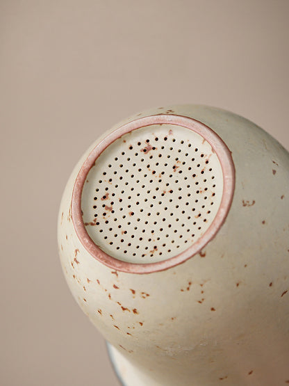 Close-up of the fine perforations in the removable ceramic filter
