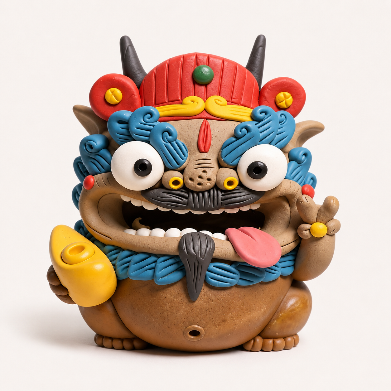 Pixiu Fortune Bringer Figurine – Hand-Pinched Jingdezhen Ceramic & Resin Sculpture