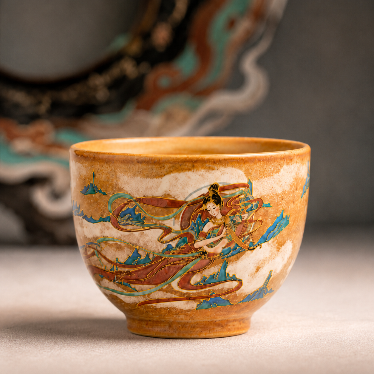 Dunhuang Grottoes Hand-Painted Tea Cup – Silk Road Art Series