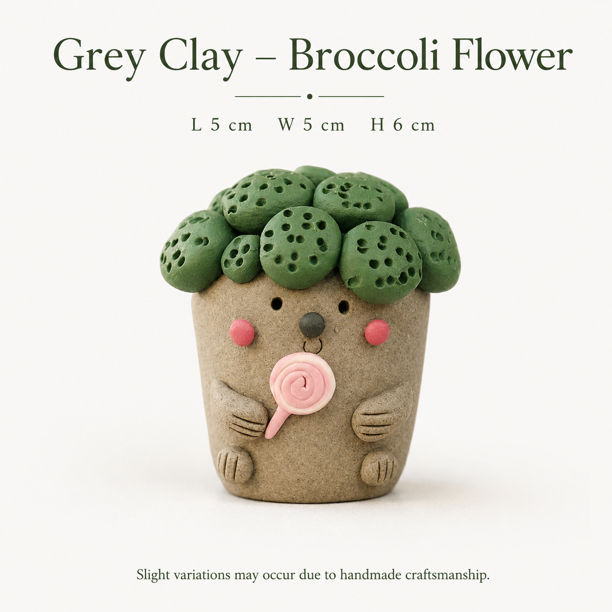 Jingdezhen Hand-Pinched Broccoli Figurine – Quirky Ceramic Incense Holder