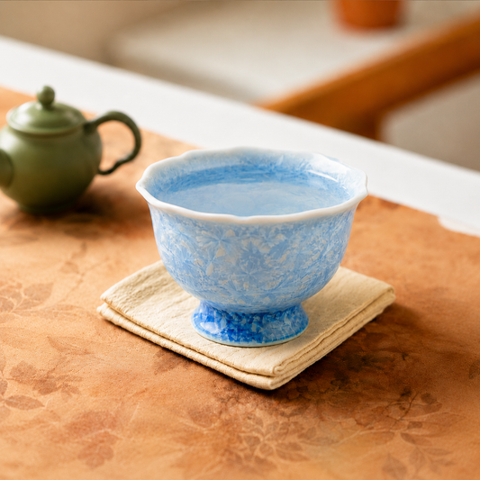 Ice Blue Crystalline Glaze Mug – Artisan Ceramic Cup with Crystal Growth