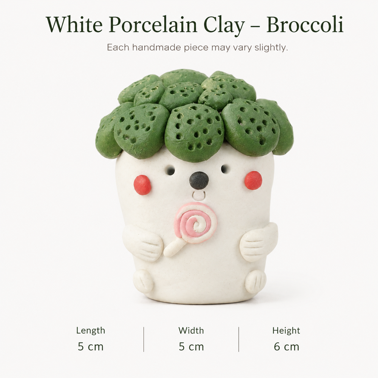 Jingdezhen Hand-Pinched Broccoli Figurine – Quirky Ceramic Incense Holder