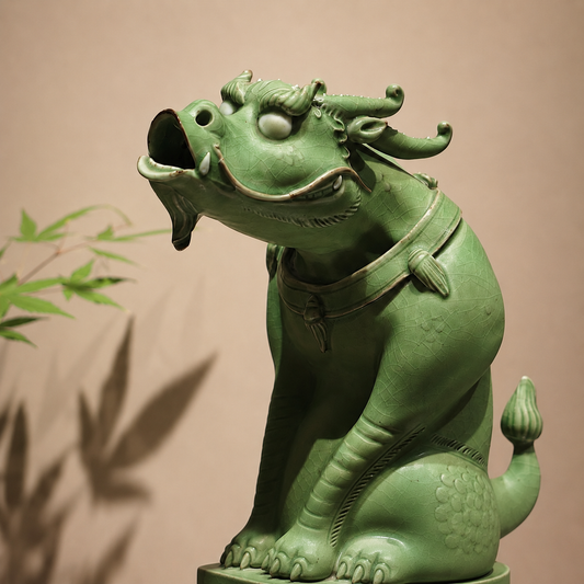 One-of-One Handmade Qilin Ceramic Incense Burner Sculpture