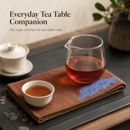 ZHIBAI Embroidered Cotton Gongfu Tea Towel – Double-Layer Tea Cloth