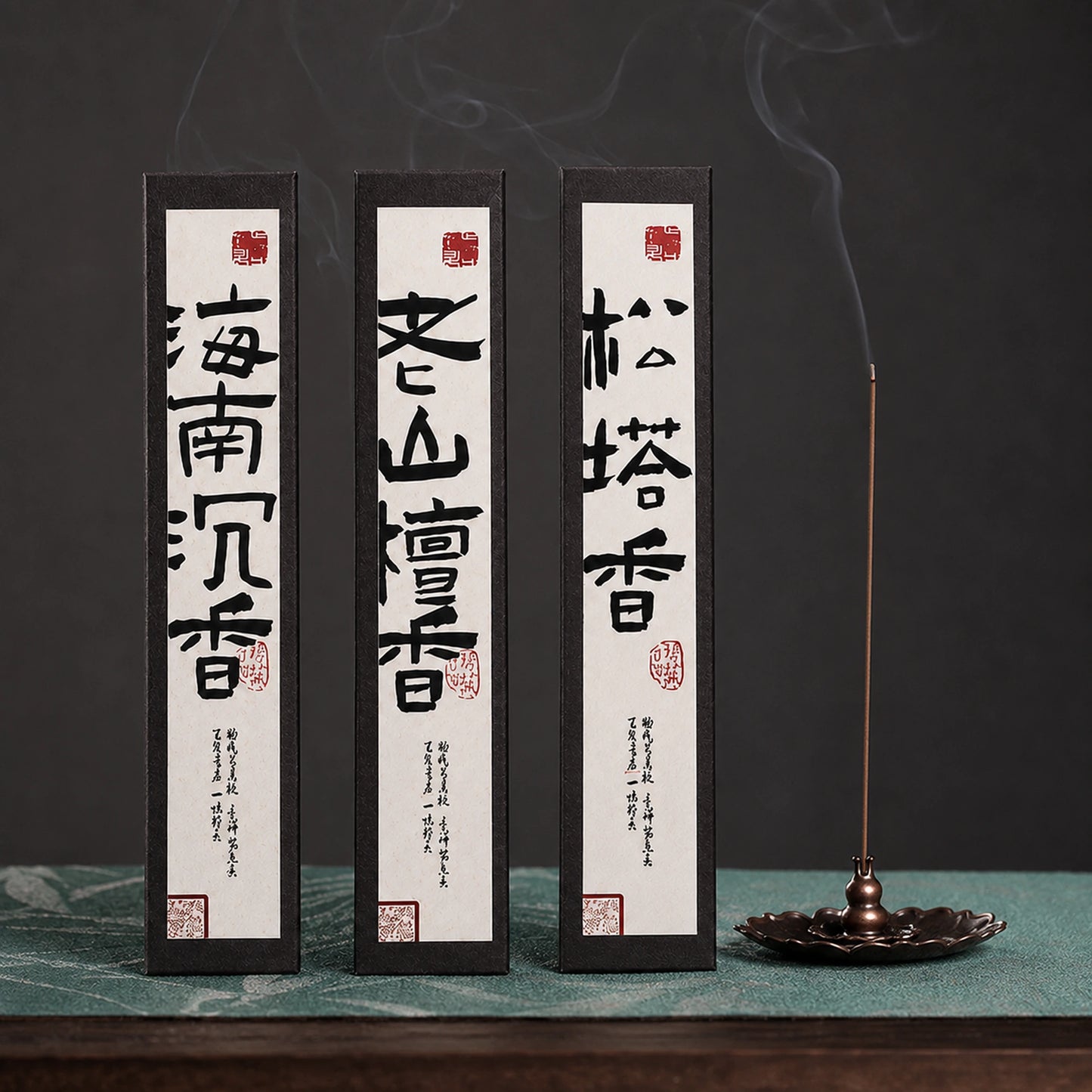 Chinese Incense Stick Trio – Hainan Agarwood, Old Mountain Sandalwood & Pine Incense