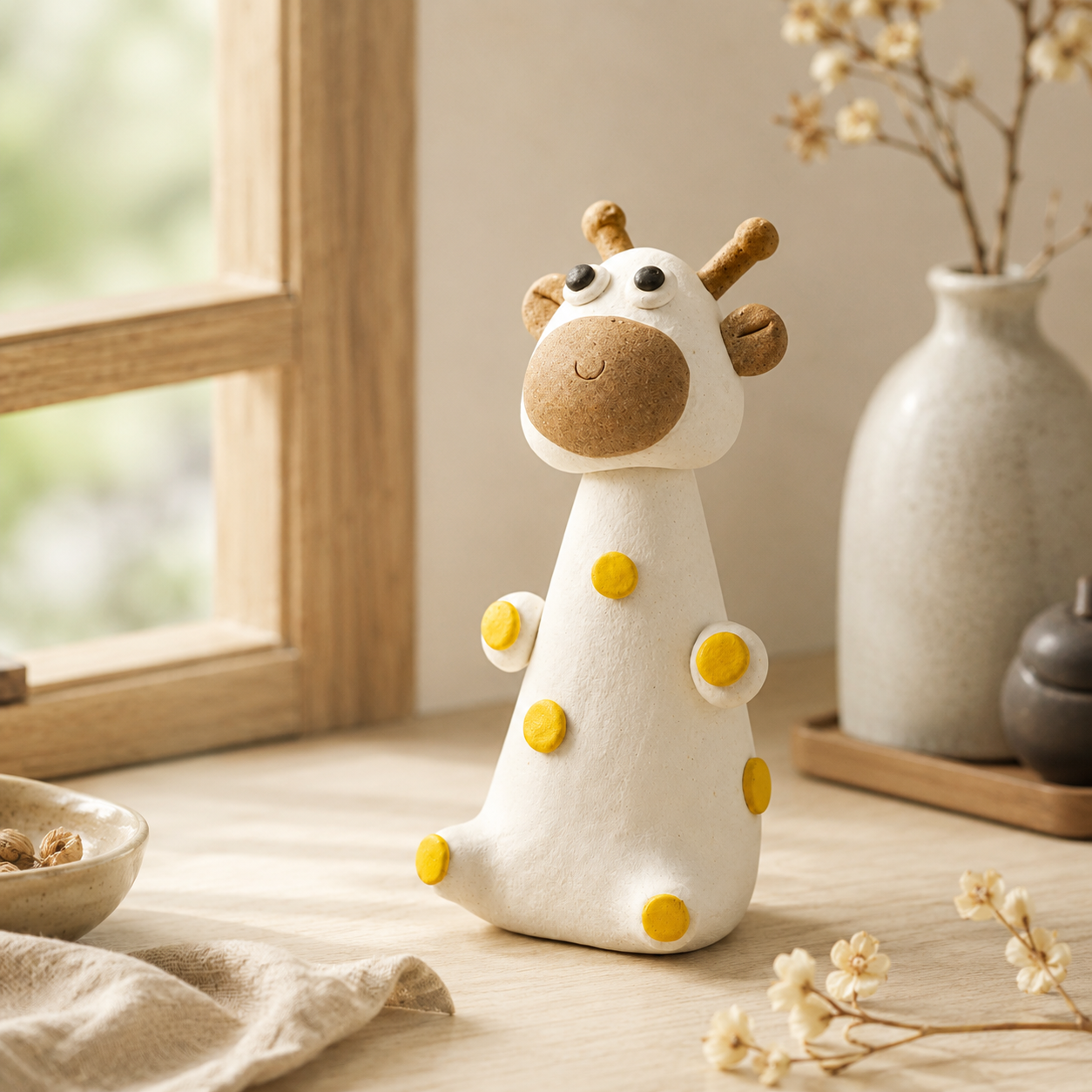 Jingdezhen Hand-Pinched Giraffe Figurine – Artisan Ceramic Animal Sculpture