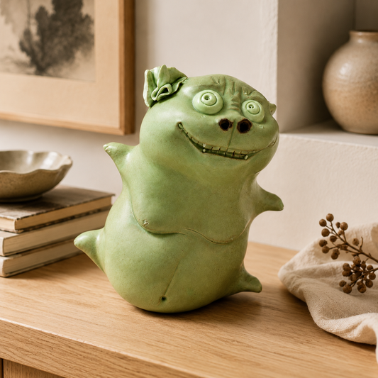 Handmade Hairpin-Bearing Cat Ceramic Incense Burner & Cat Sculpture