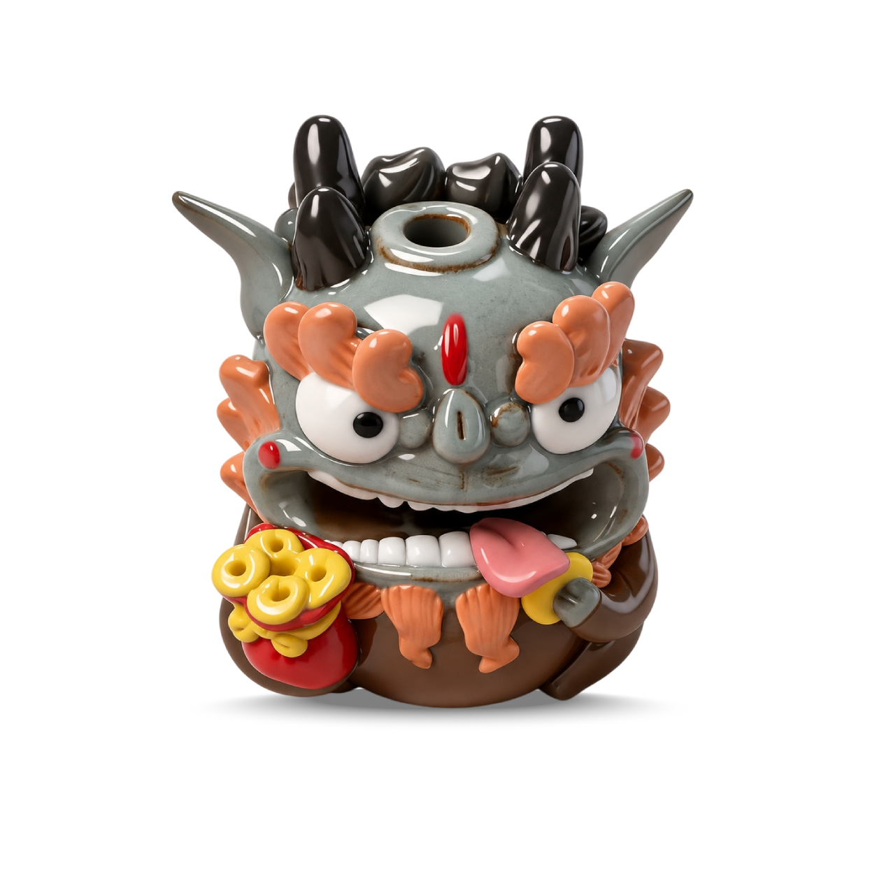 Pixiu Fortune Bringer Figurine – Hand-Pinched Jingdezhen Ceramic & Resin Sculpture