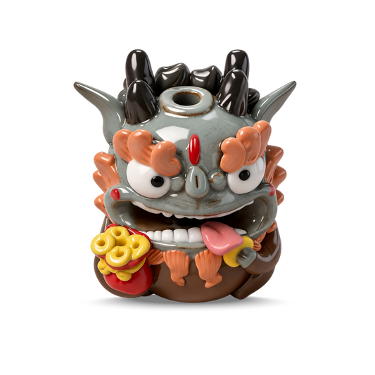 Pixiu Fortune Bringer Figurine – Hand-Pinched Jingdezhen Ceramic & Resin Sculpture