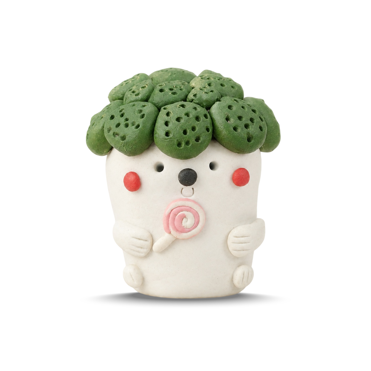 Jingdezhen Hand-Pinched Broccoli Figurine – Quirky Ceramic Incense Holder